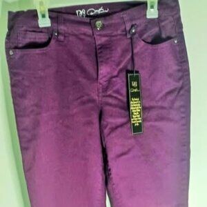 DG2 by Diane Gilman purple embellished pocket jeans NEW size 12P a little give